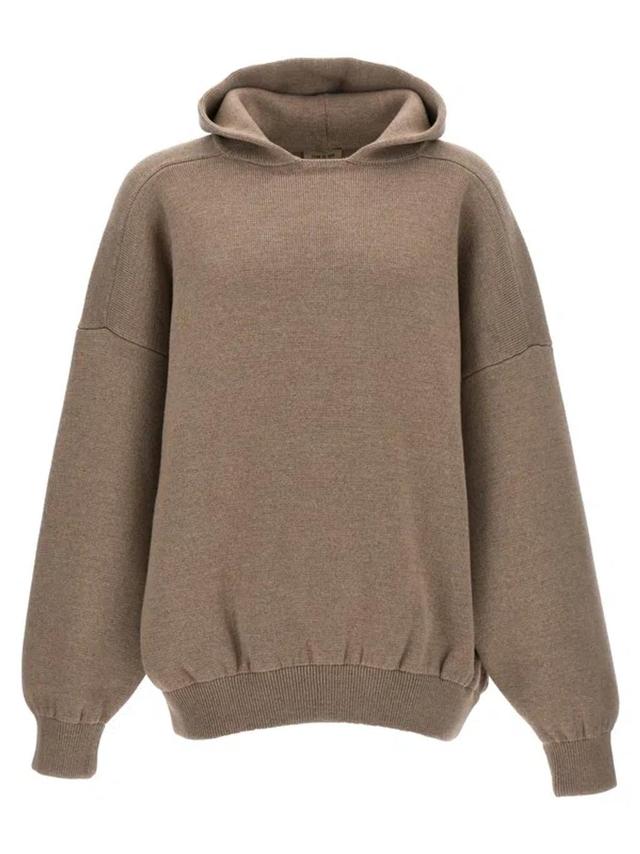 FEAR OF GOD Boucle Knit Hoodie Sweater, Cardigans Beige In Brown Product Image