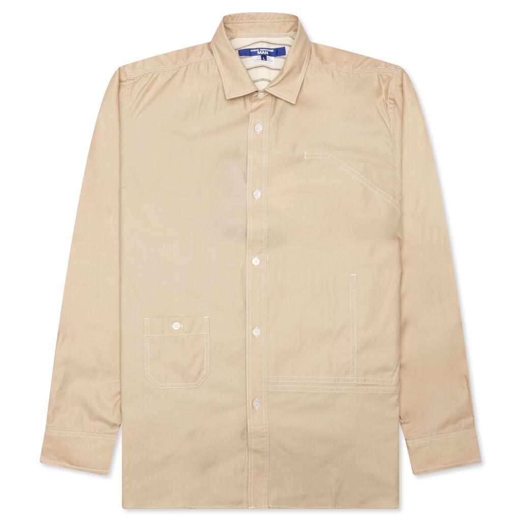 Two Tone Button Up Shirt - Beige Male Product Image