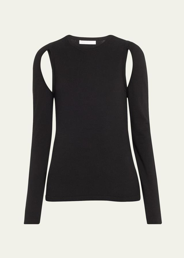 Womens Cotton Cut-Out Crewneck Sweater Product Image