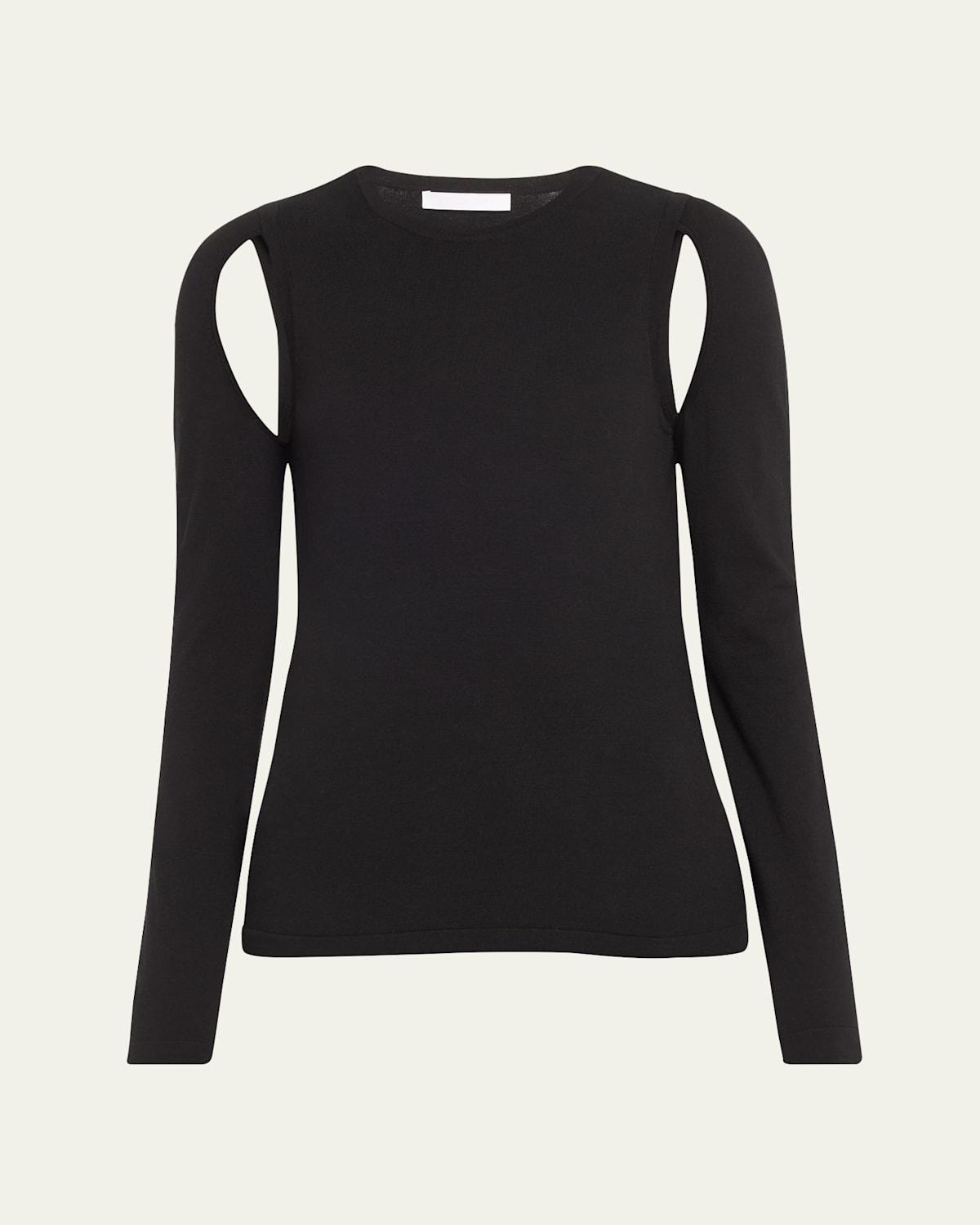 Womens Cotton Cut-Out Crewneck Sweater product image