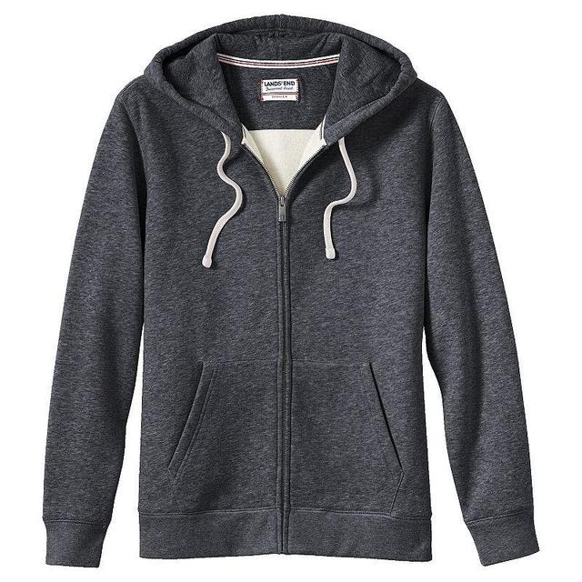 Mens Lands End Serious Sweats Full-Zip Hoodie Gray Grey Product Image