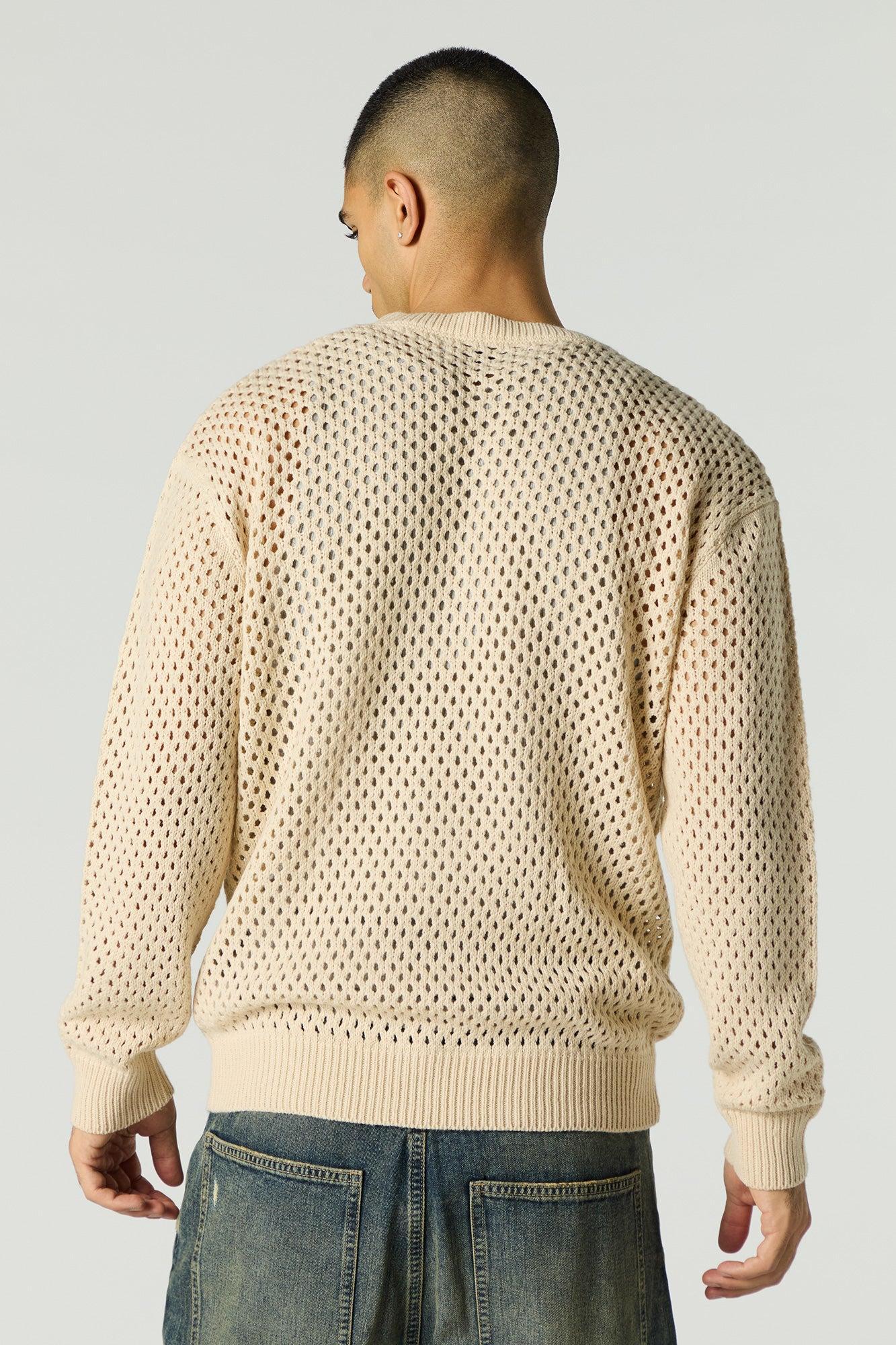 Open Knit Crewneck Sweater Male Product Image