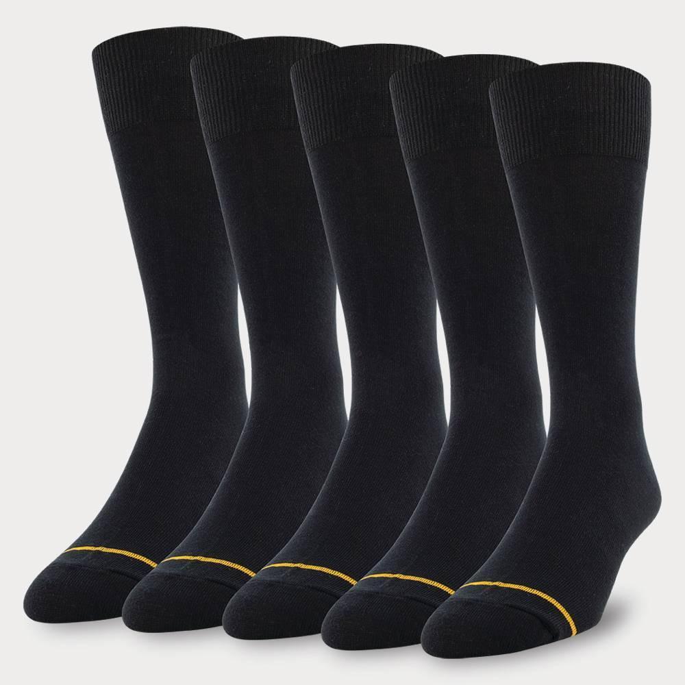 Signature Gold by GOLDTOE Mens Flatknit Crew Socks 5pk - Black 6-12.5 Product Image