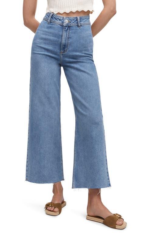 MANGO High Waist Raw Hem Wide Leg Jeans Product Image