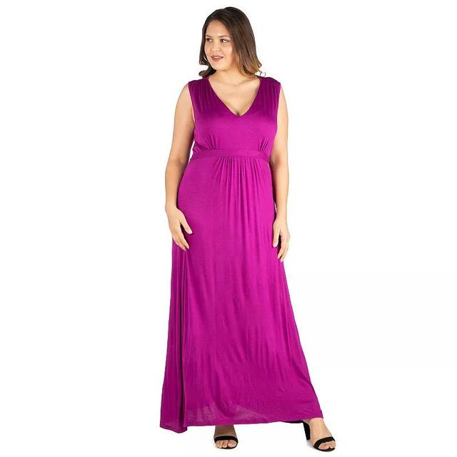 Plus Size 24seven Comfort Apparel Sleeveless Empire Waist Maxi Dress, Womens Product Image