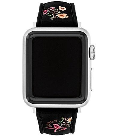 COACH Womens 384041mm Floral Black Silicone Strap for Apple Watch Product Image