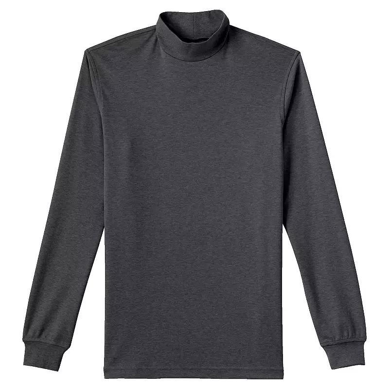 Big & Tall Lands End Super Soft Supima Mock Turtleneck, Mens Dark Grey Heather Product Image