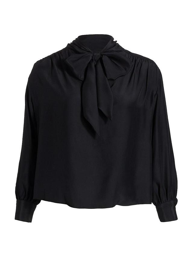 Womens Silk Tie Neck Blouse Product Image