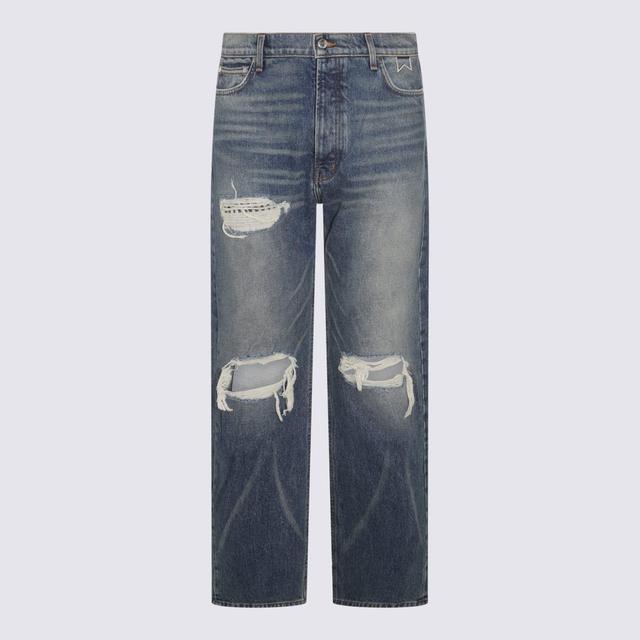 RHUDE Indigo Denim Used Jeans In Blue Product Image