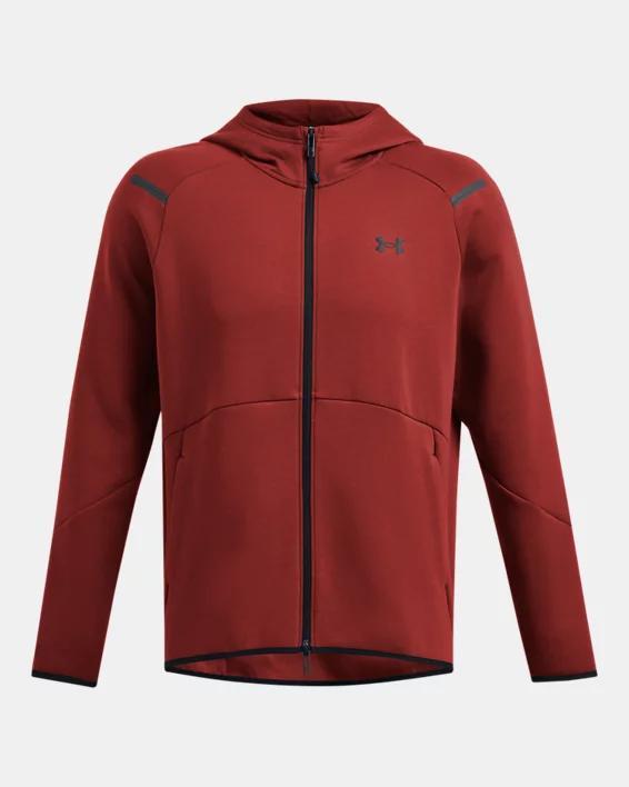 Under Armour Mens Under Armour Unstoppable Fleece Full-Zip Hoodie - Mens Black/Earthen Orange Product Image