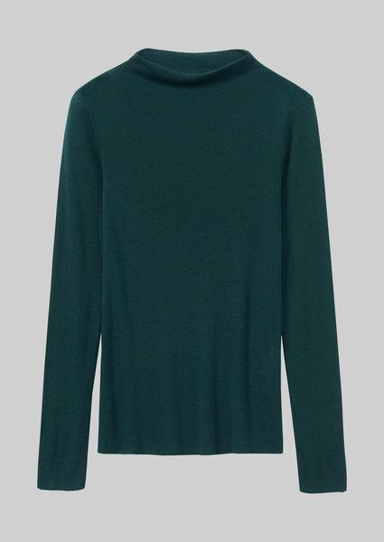 Aster Wool Lyocell High Neck Tee | Dark Green Product Image