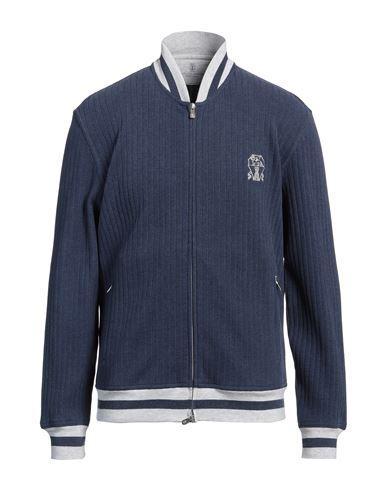 BRUNELLO CUCINELLI Men's Ribbed Logo Jacket In Blue Product Image