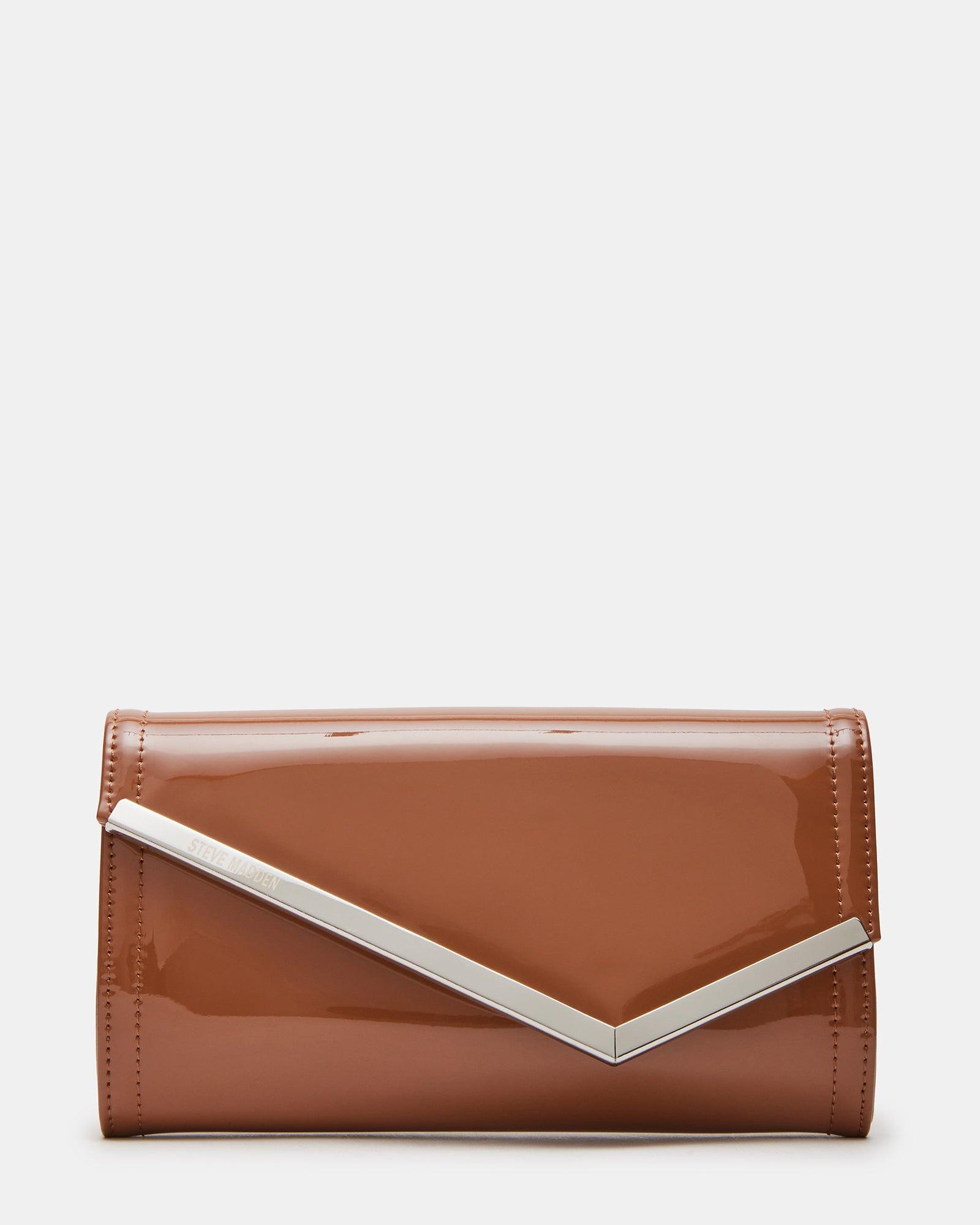 CLUTCHD BAG TAN PATENT Female Product Image