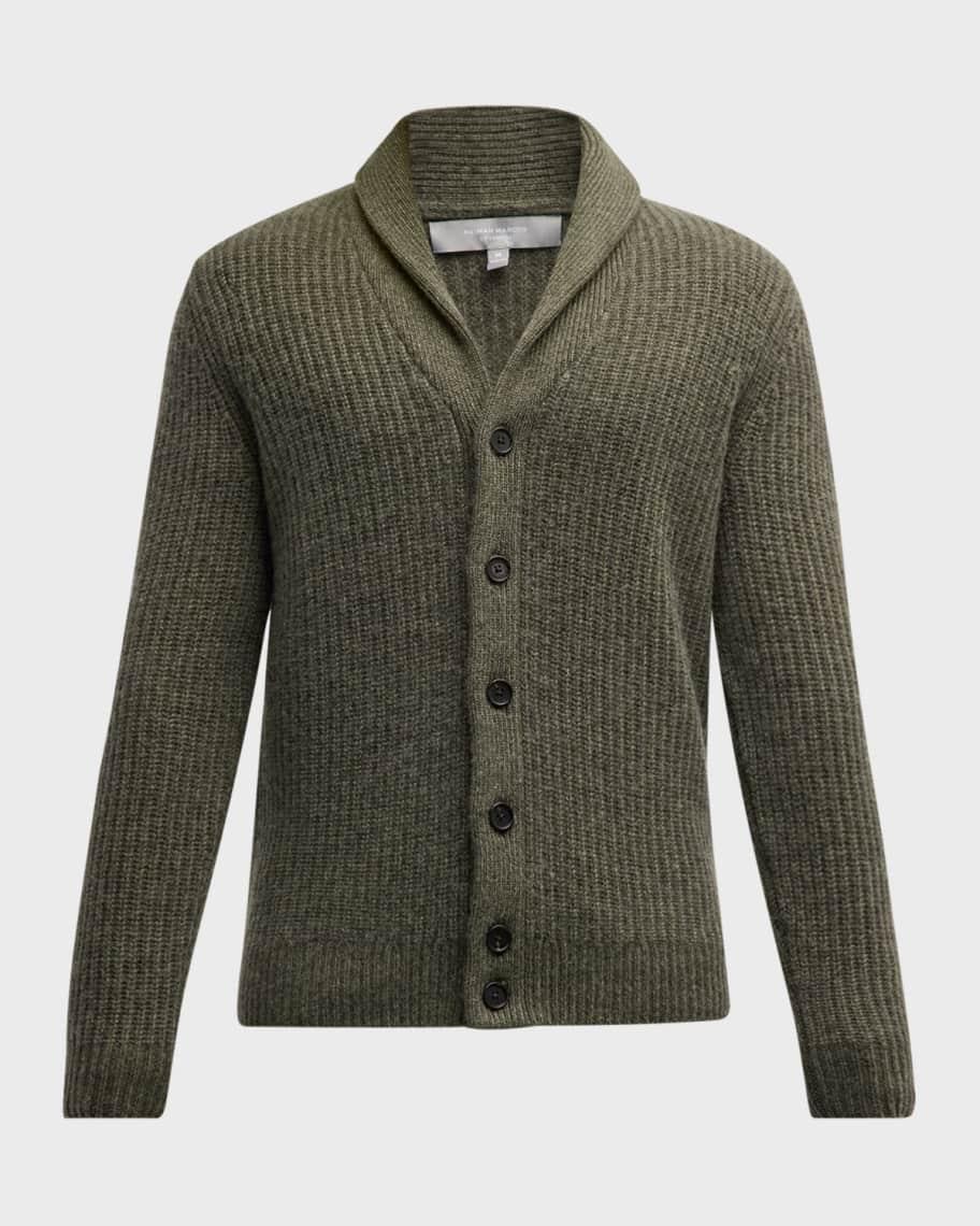 Men's Ribbed Cashmere Shawl-Collar Cardigan Sweater Product Image