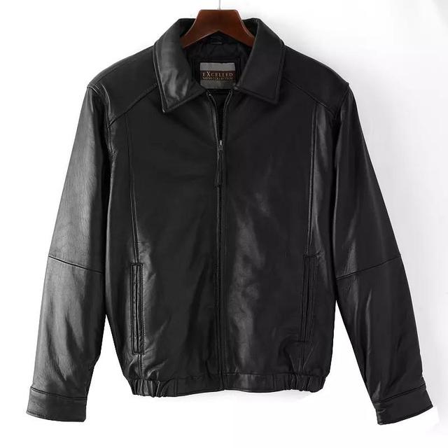 Mens Excelled Leather Bomber Jacket Black Product Image