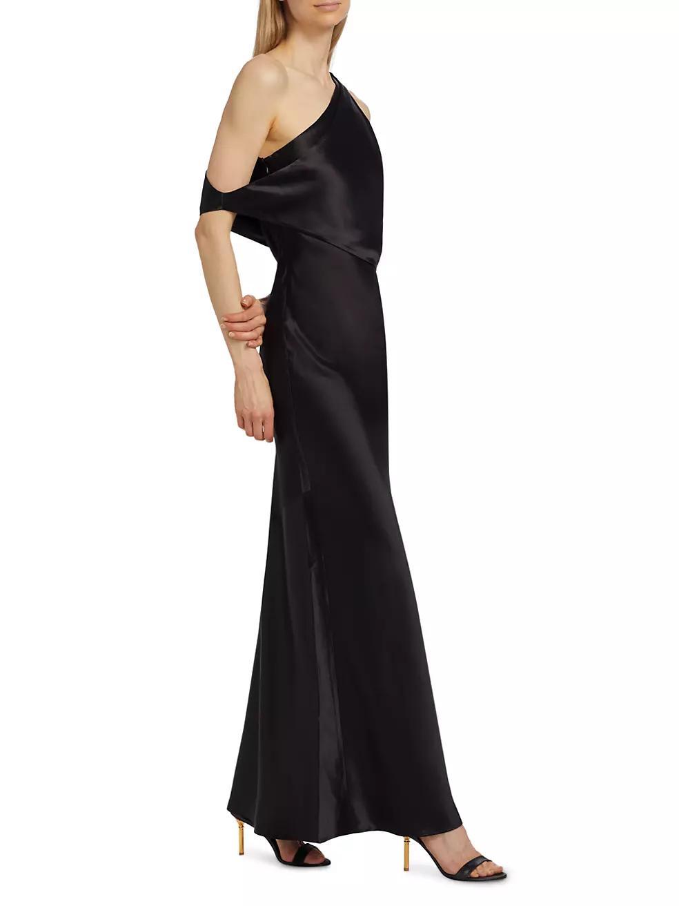 Naomi Draped Satin One-Shoulder Gown Product Image