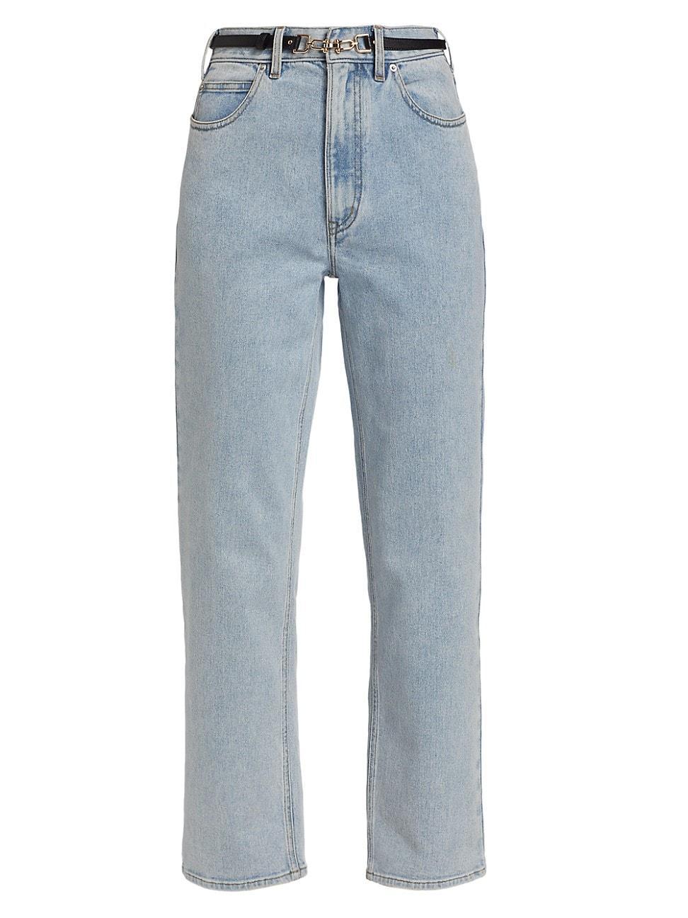 Womens Emmett Belted Straight-Leg Jeans product image