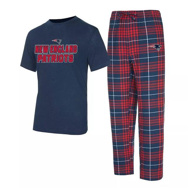 Mens Concepts Sport /Red New England Patriots Vector T-Shirt & Flannel Pants Sleep Set Blue Product Image