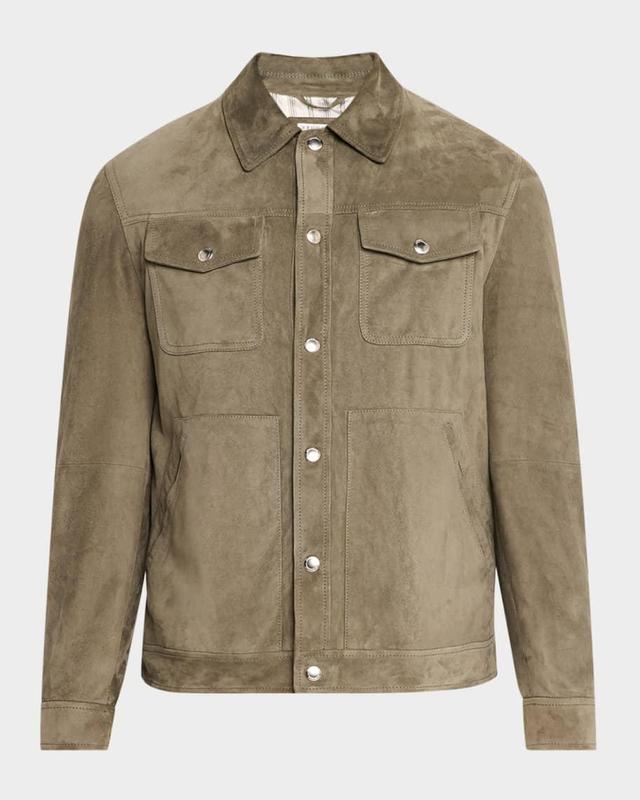 Men's Suede Snap-Front Trucker Jacket Product Image