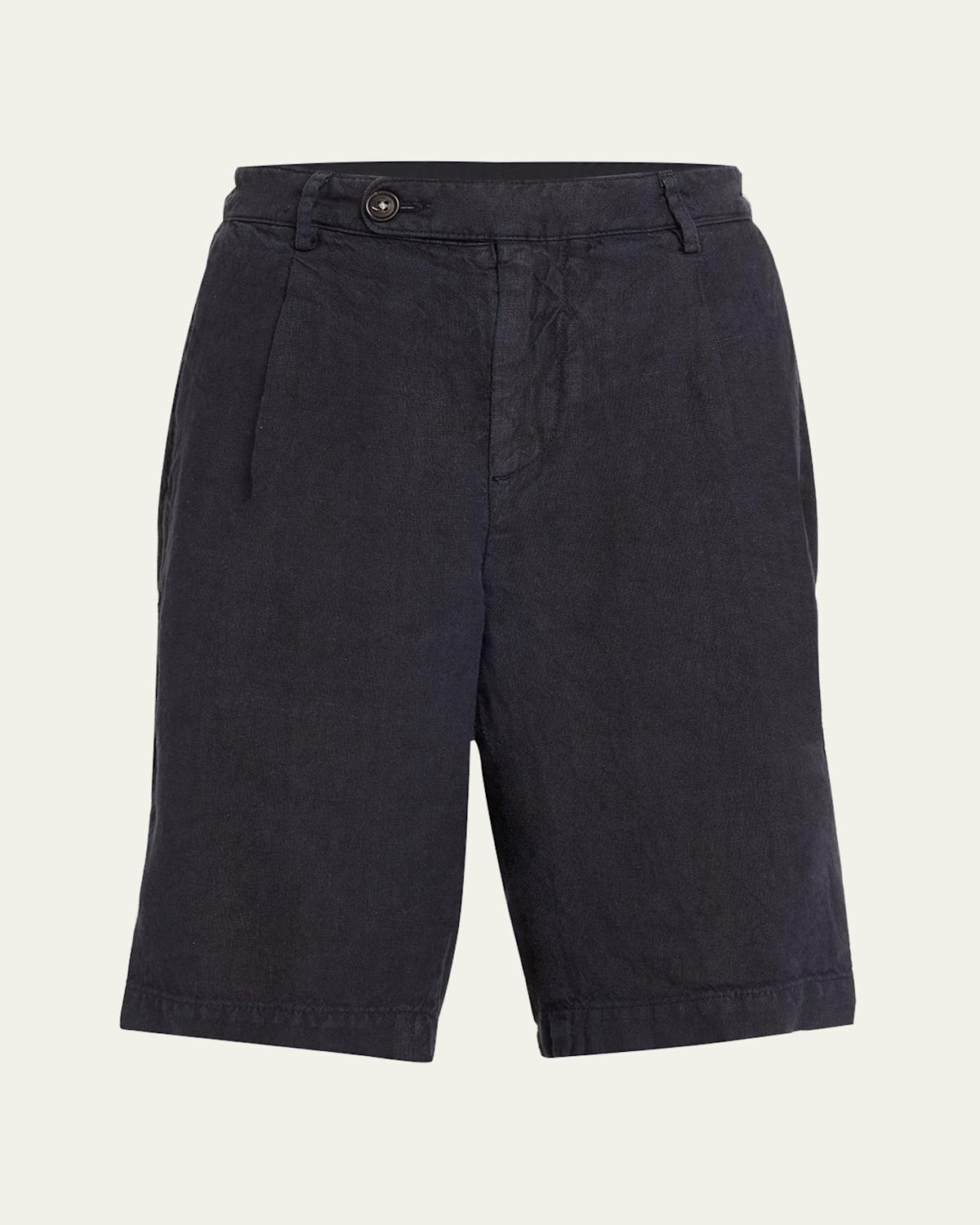 Mens Linen Pleated Bermuda Shorts Product Image