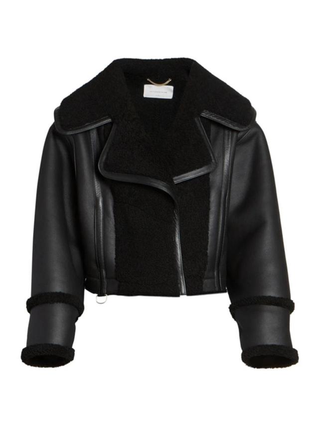 Leather-shearling Jacket In Black Black Product Image