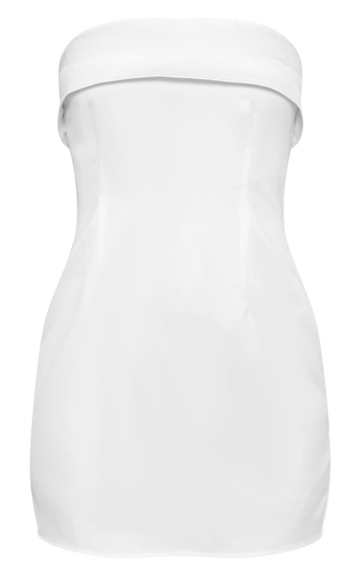 White Satin Bandeau Fold Over Shift Dress Product Image