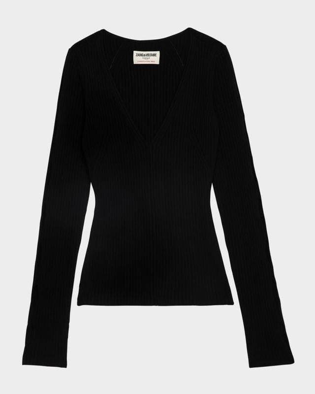 Syla Ribbed Merino Wool-Blend Sweater Product Image