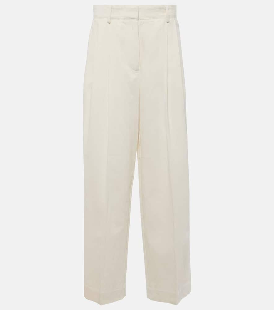 TOTÊME High-rise Silk And Cotton Wide-leg Pants In White Product Image