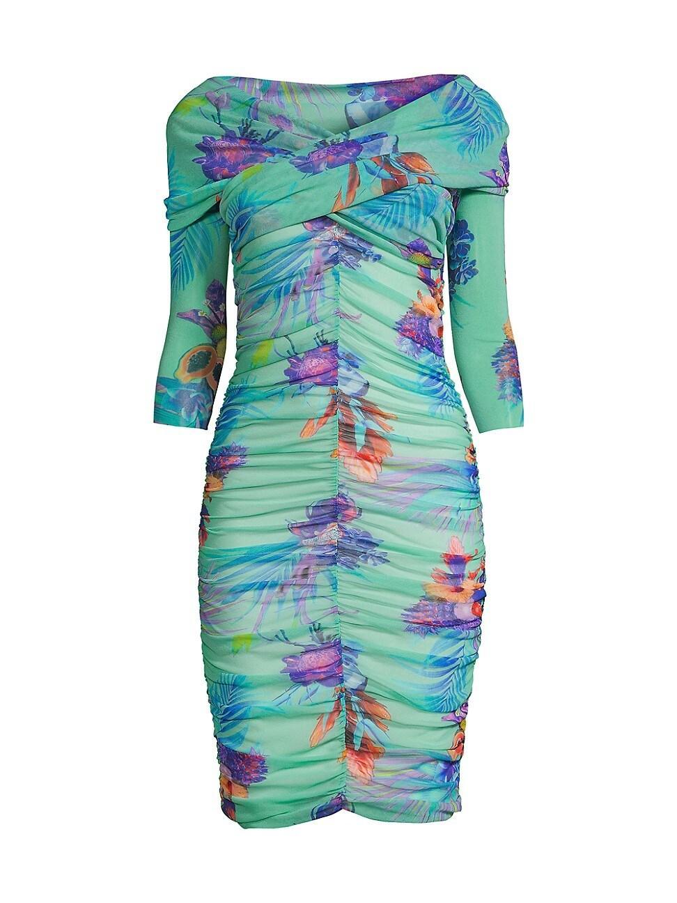 Womens Tropical Ruched Minidress Product Image