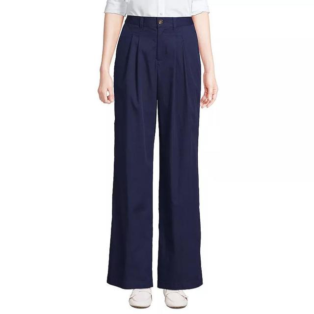 Lands End Petite High Rise Crisp Poplin Chino Wide Leg Pants Product Image