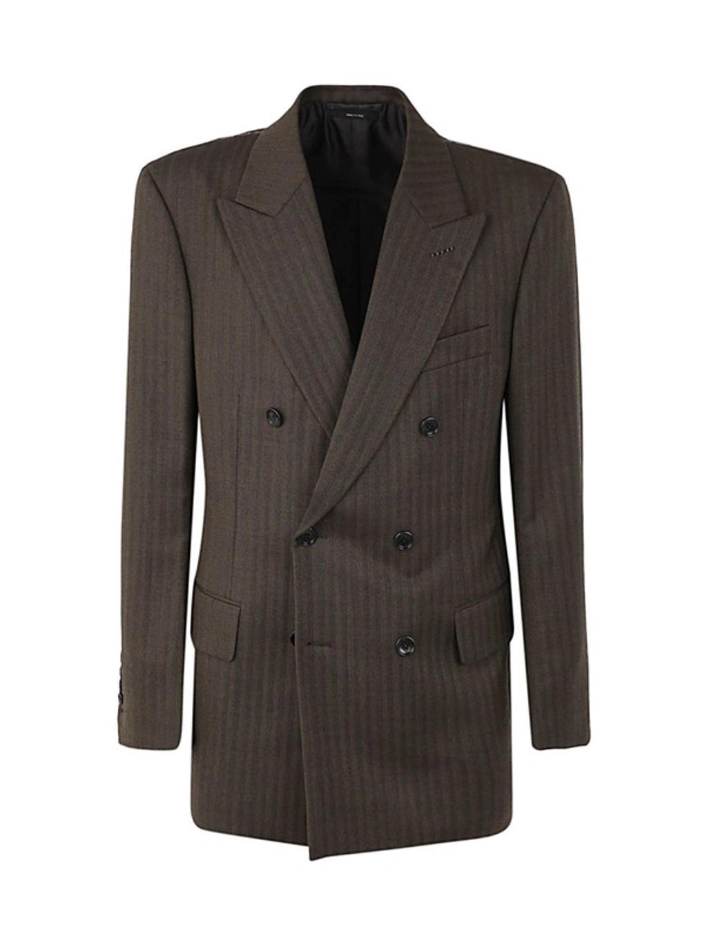 Herringbone Stretch Jacket In Green Product Image