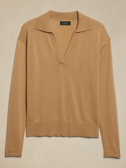 Merino Wool Johnny-Collar Sweater Product Image