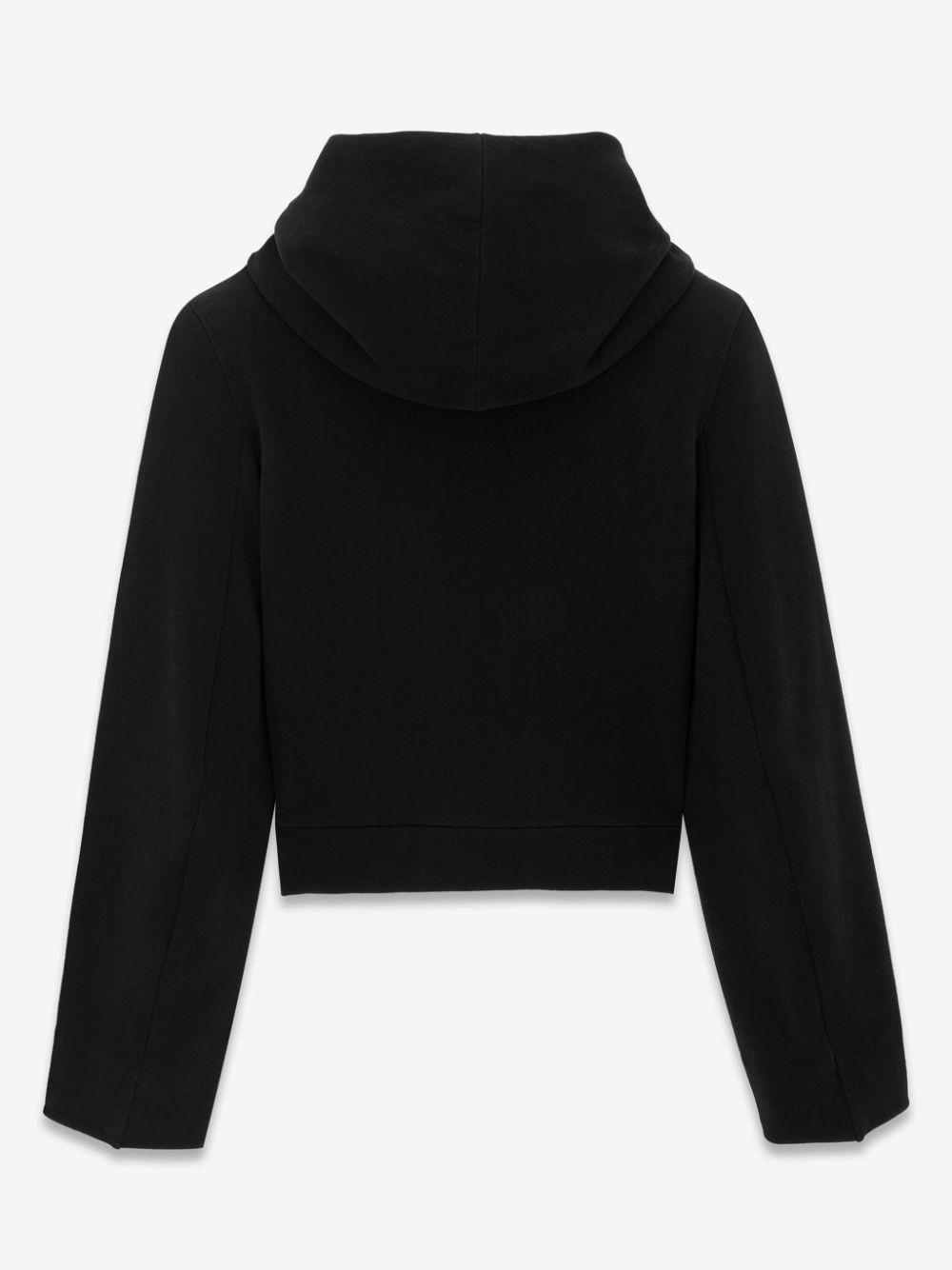 Cropped Draped Hoodie In Black Product Image