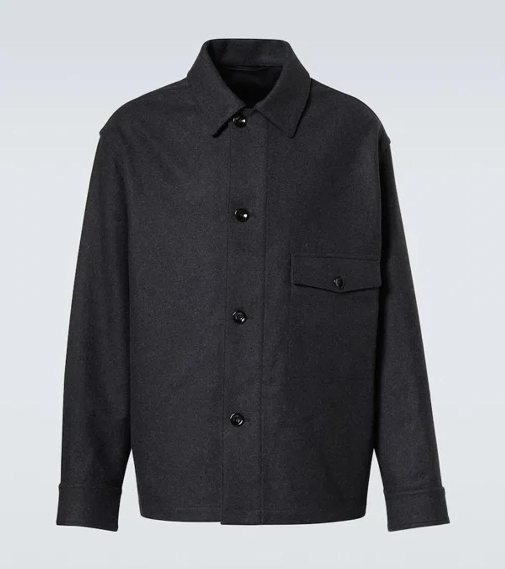 Wool-blend Overshirt In Black Product Image