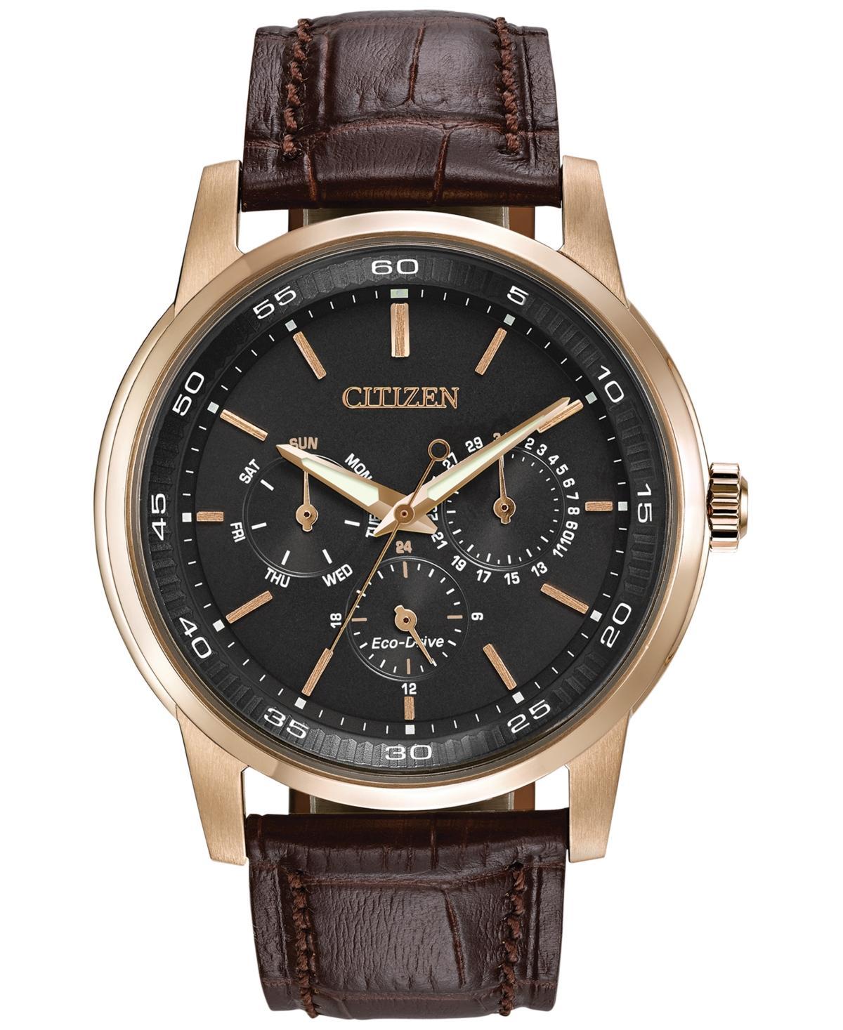 Citizen Eco-Drive Mens Leather Watch, Brown Product Image