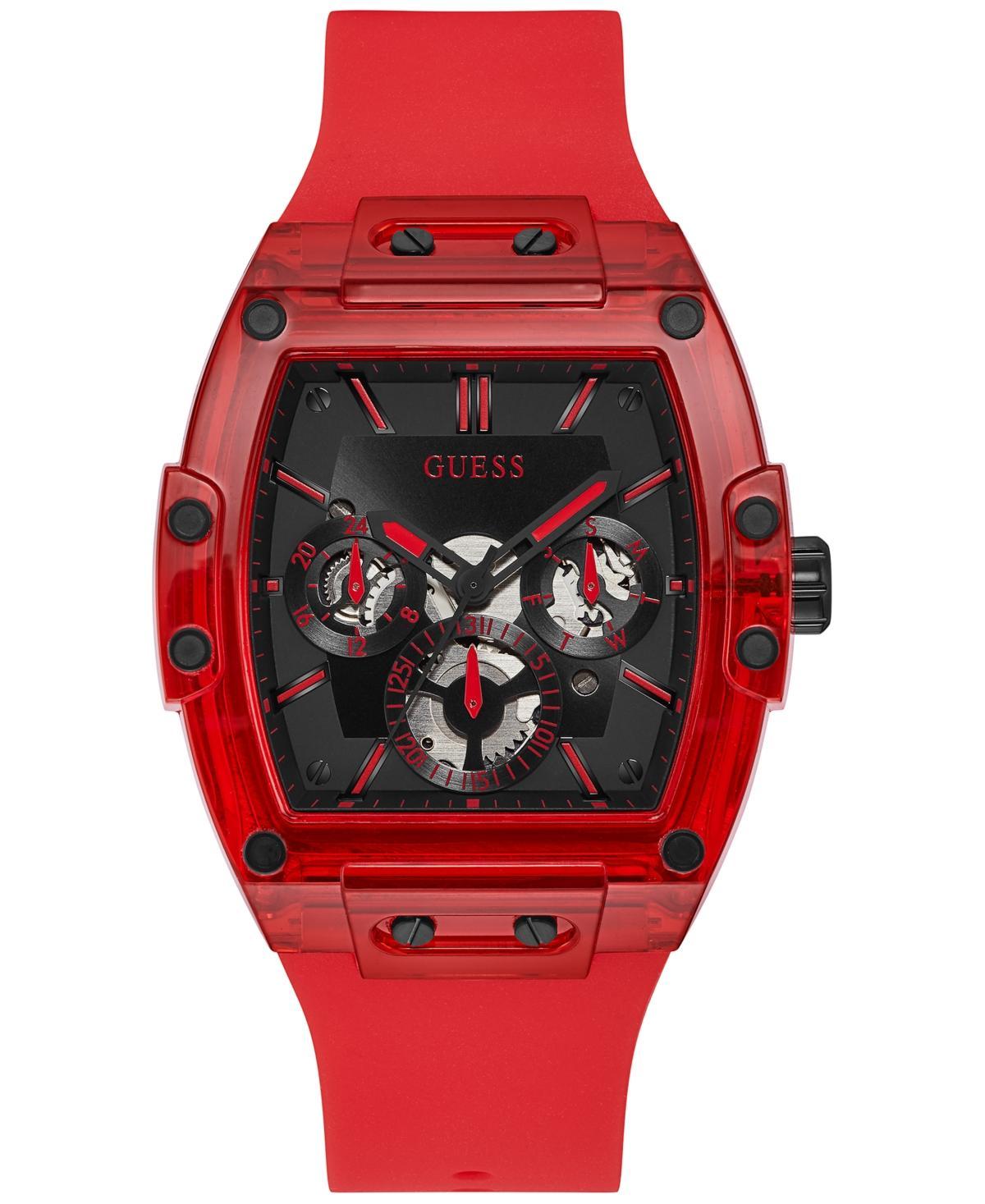 Guess Mens Red Silicone Strap Watch 43mm Product Image