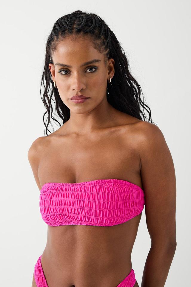 Rosabella Bandeau Shine Bikini Top - Candy Pink Product Image