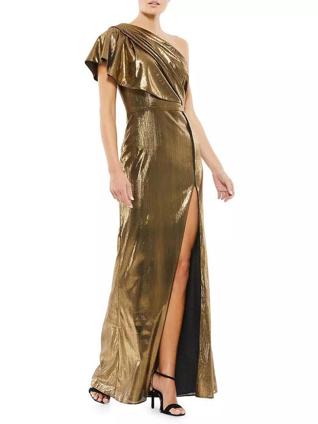 One-Shoulder Metallic Jersey Gown Product Image