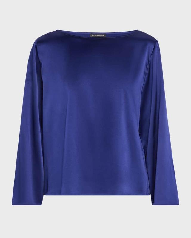 Bateau-Neck Silk Charmeuse Top Product Image