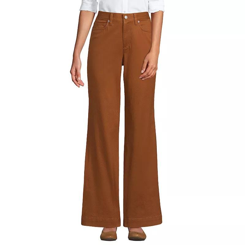 Womens Lands End High-Rise Wide Leg Chino Pants Product Image