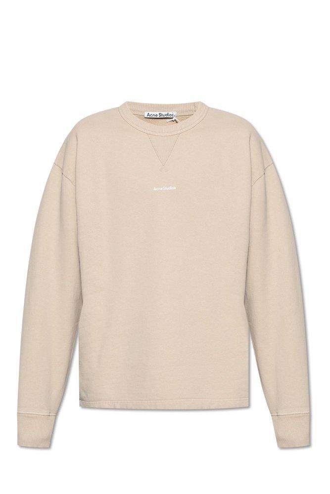 Logo Printed Crewneck Sweatshirt In Beige Product Image