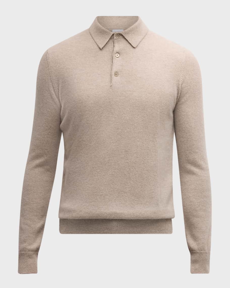 Men's Solid Cashmere Polo Sweater Product Image