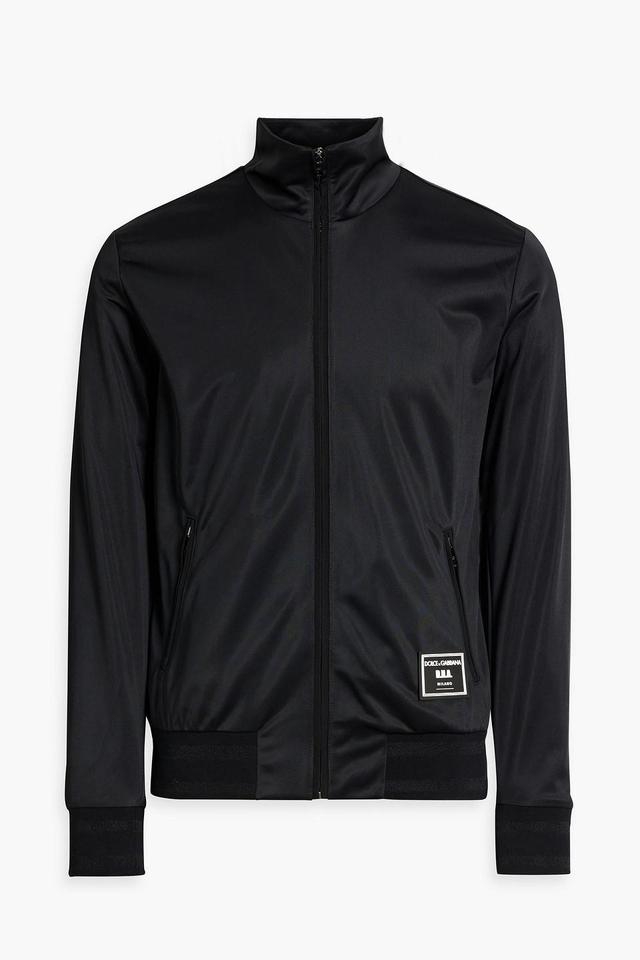 Appliquéd Satin-jersey Jacket In Black Product Image