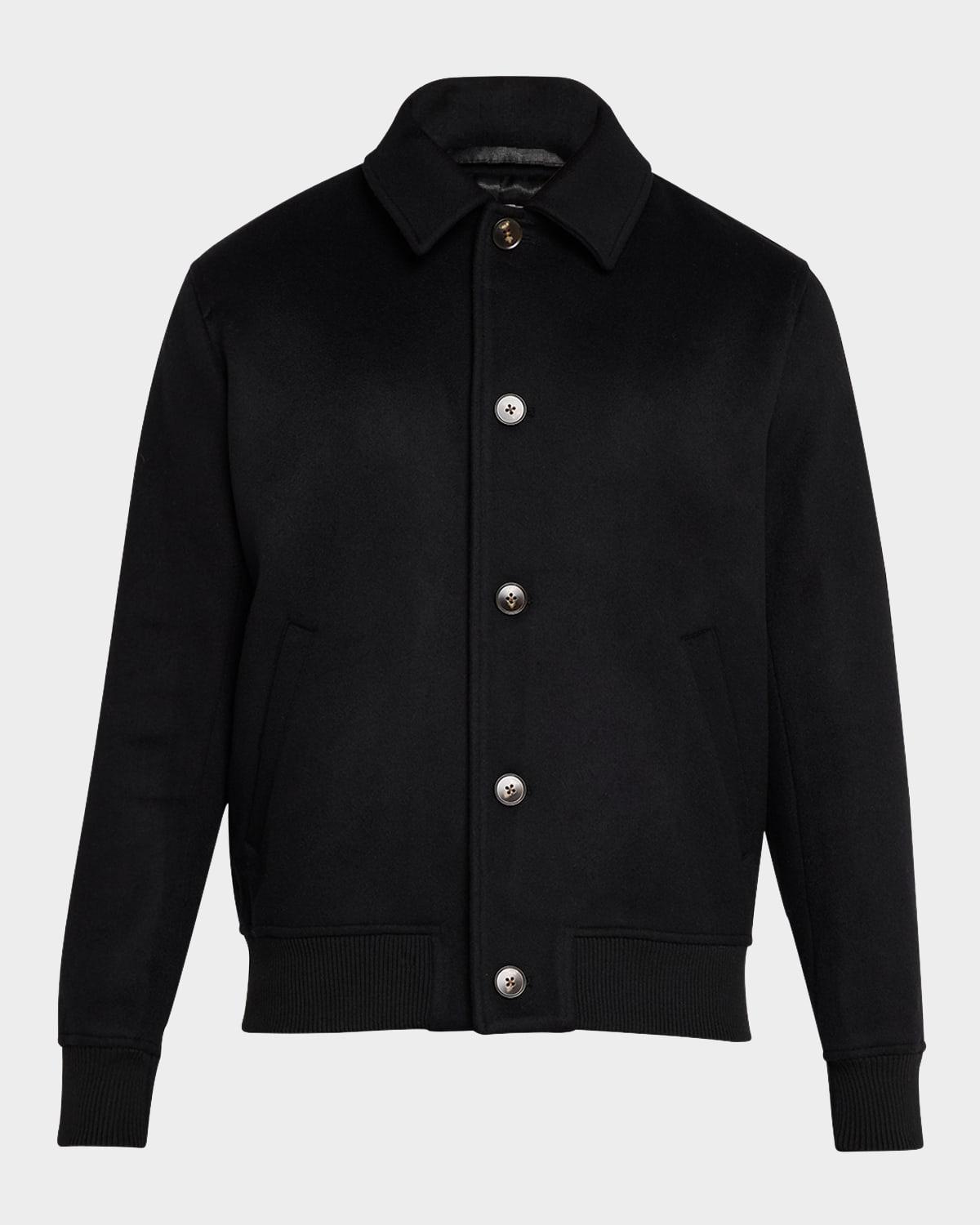 Mens Wool Button-Front Bomber Jacket Product Image