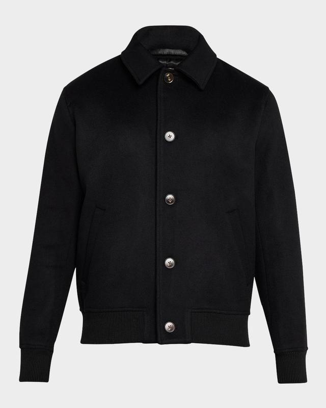 Men's Wool Button-Front Bomber Jacket Product Image