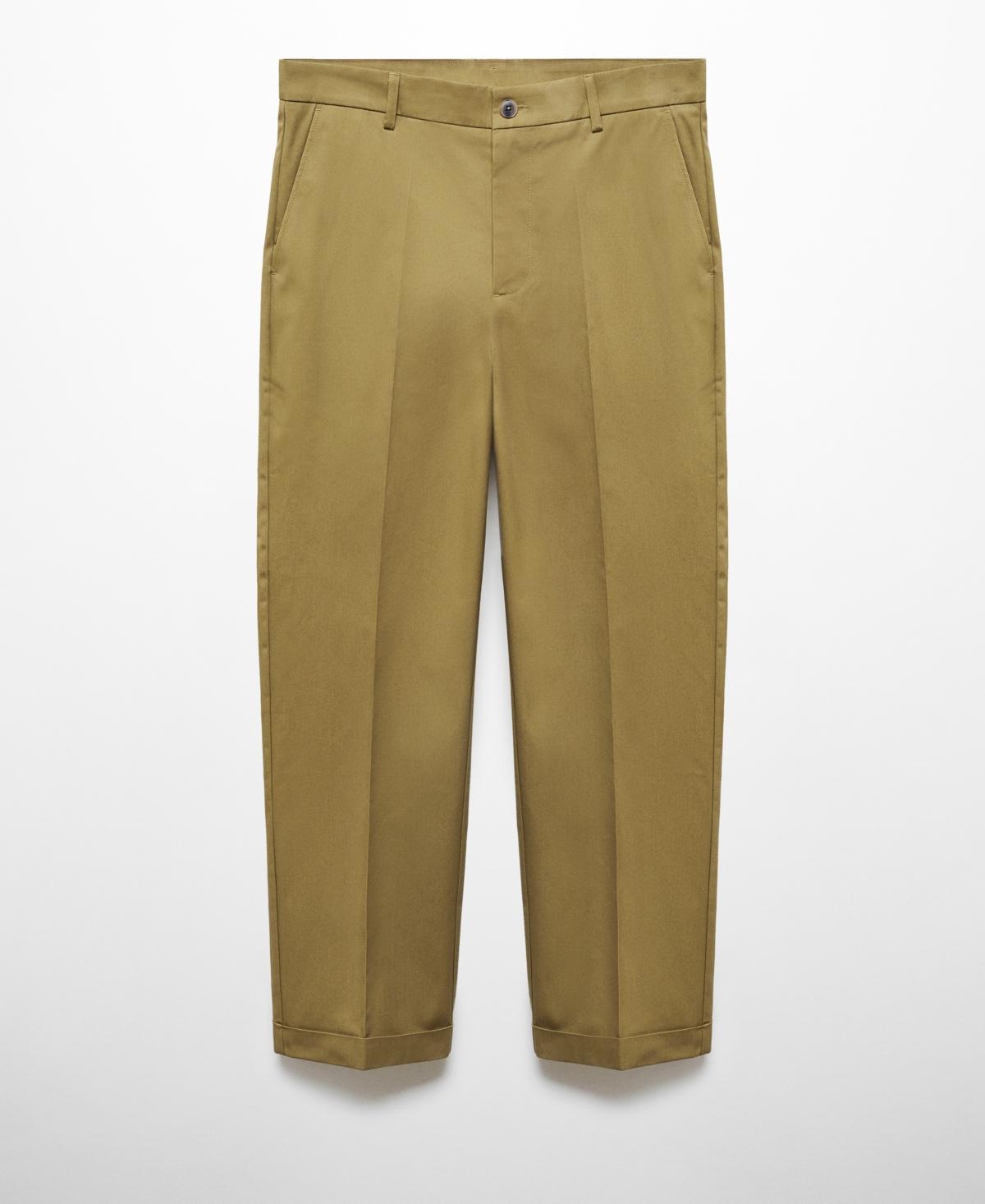 MANGO MAN - Straight-fit cotton pants olive greenMen Product Image