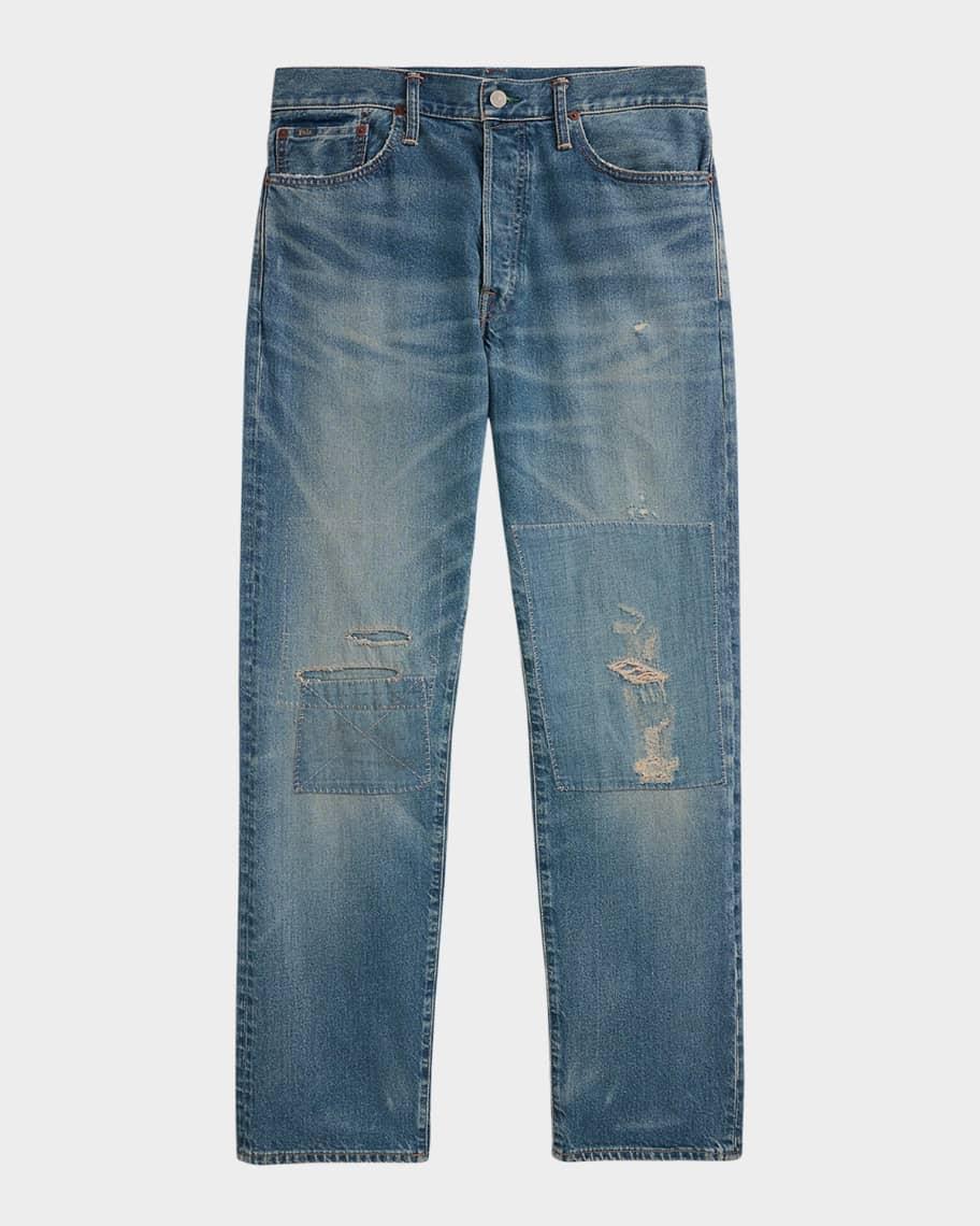 Mens Heritage Straight-Leg Distressed Jeans Product Image