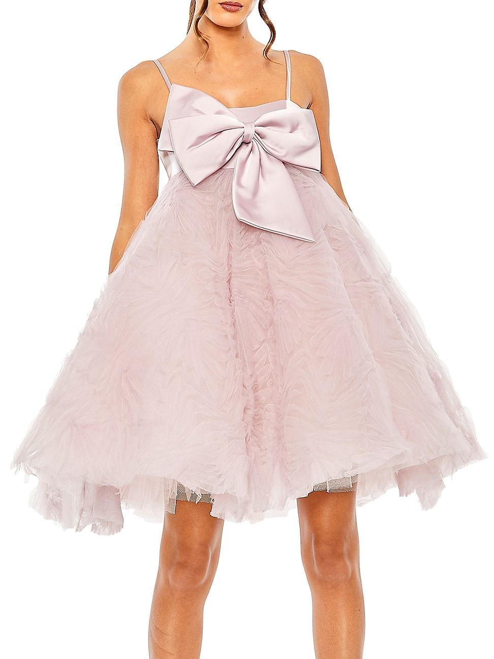 Womens Bow-Front Tulle Trapeze Minidress Product Image