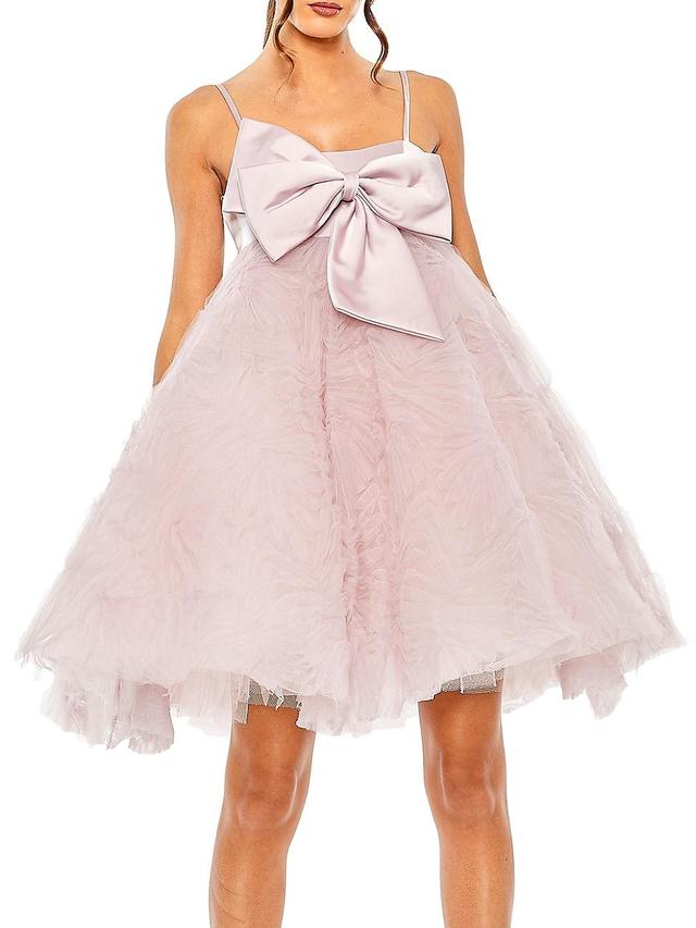 Womens Bow-Front Tulle Trapeze Minidress Product Image