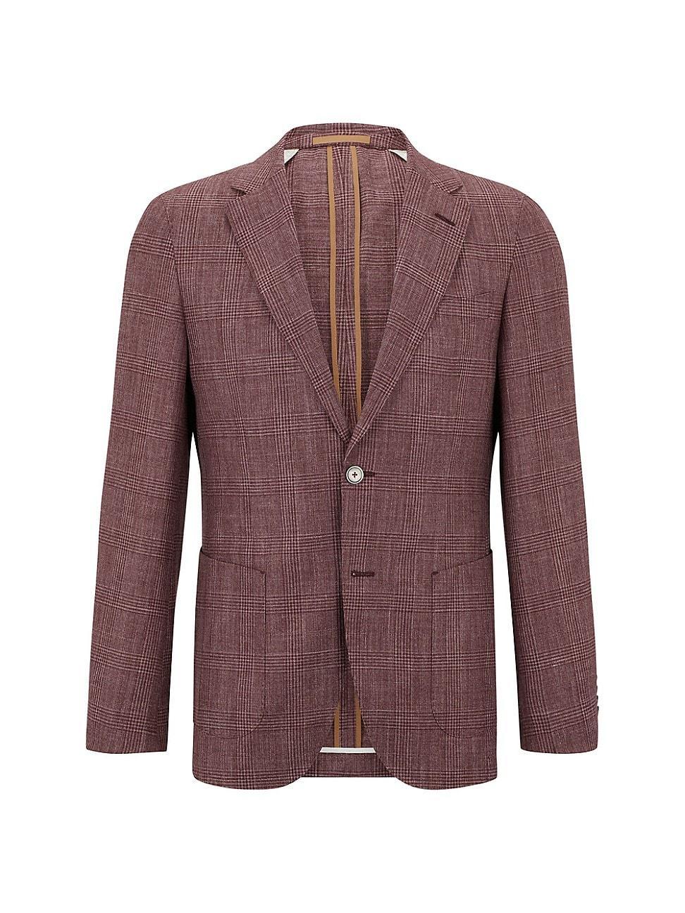 Mens Slim-Fit Jacket in Checked Wool, Silk and Linen Product Image